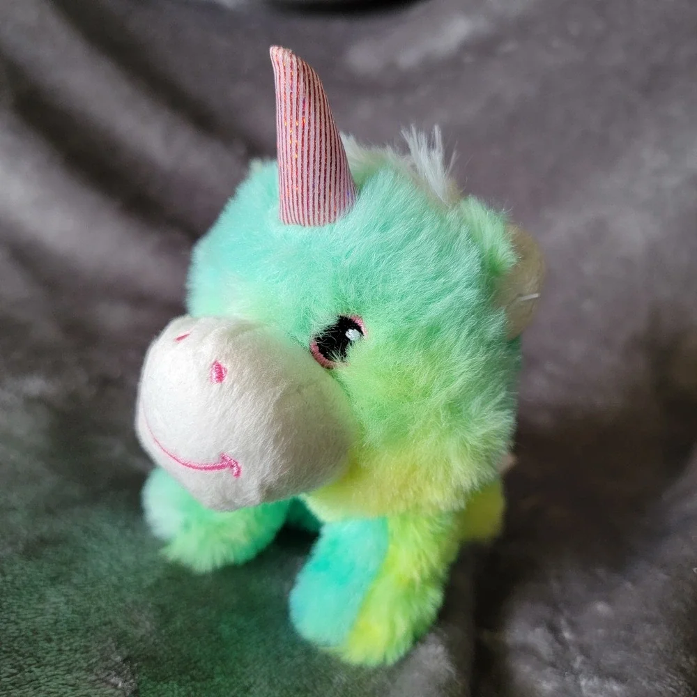 Greenbrier International Unicorn Plush Kids 5in Green Excellent Tie Dye Fuzzy